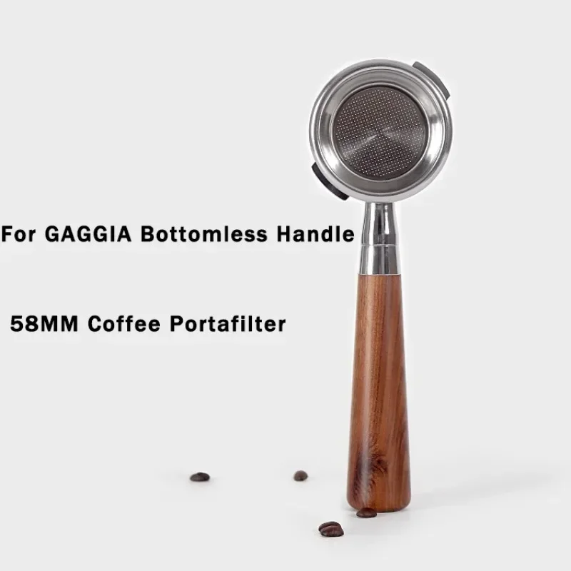 

58mm Filter for GAGGIA Coffee Machine Bottomless Coffee Portafilter Home Espresso Solid Wood Handle Universal Barista Tool