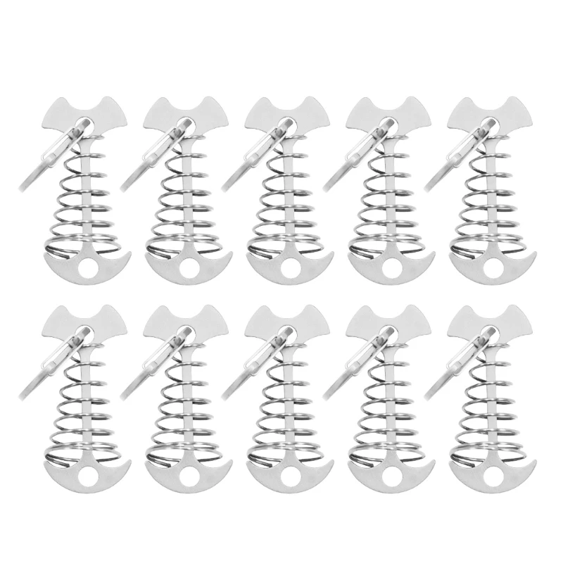 10Pcs Fishbone Deck Anchors Peg Tents Tensioner for Outdoor Camping Hiking TOP quality