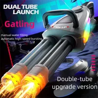 Electric Gatling Water Gun Toy With Rotating Gun Barrel Lights Big Capacity Water Pistol Spray Blaster Pool Toys for Kids Adult