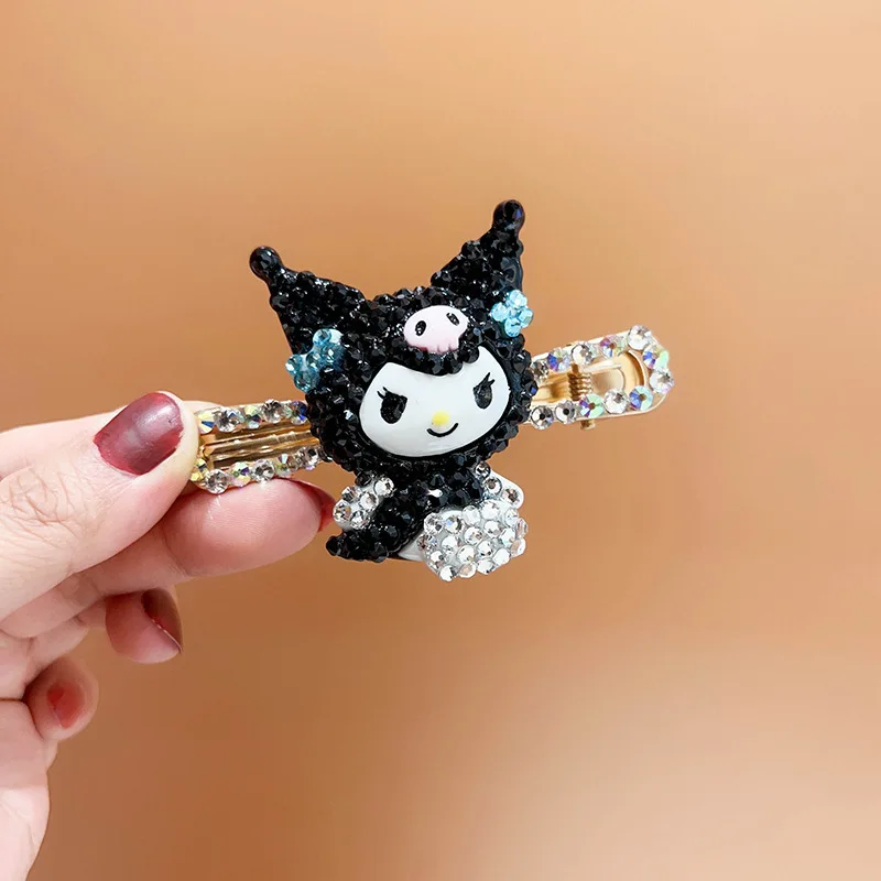 Sanrio Kawaii Anime Kuromi Headwear Hair Clip Cute Cartoon Sweet Ornaments Hair Tie Lovely Hair Accessories Gifts for Girls