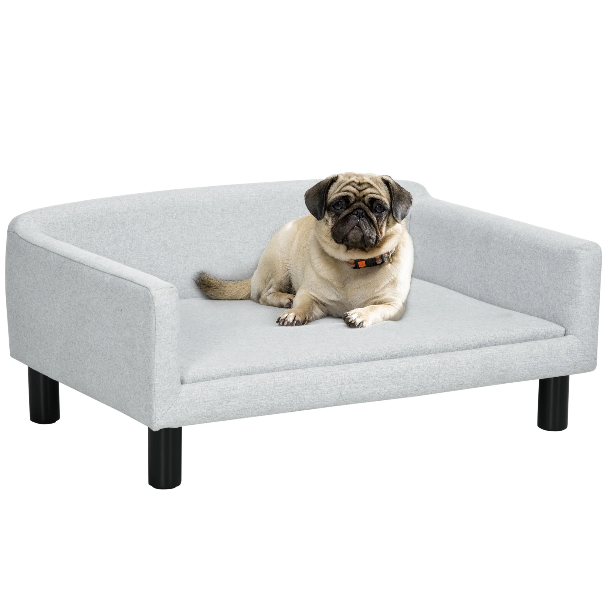 PawHut sofa for medium dogs with wooden legs 82x54x36 cm Gray