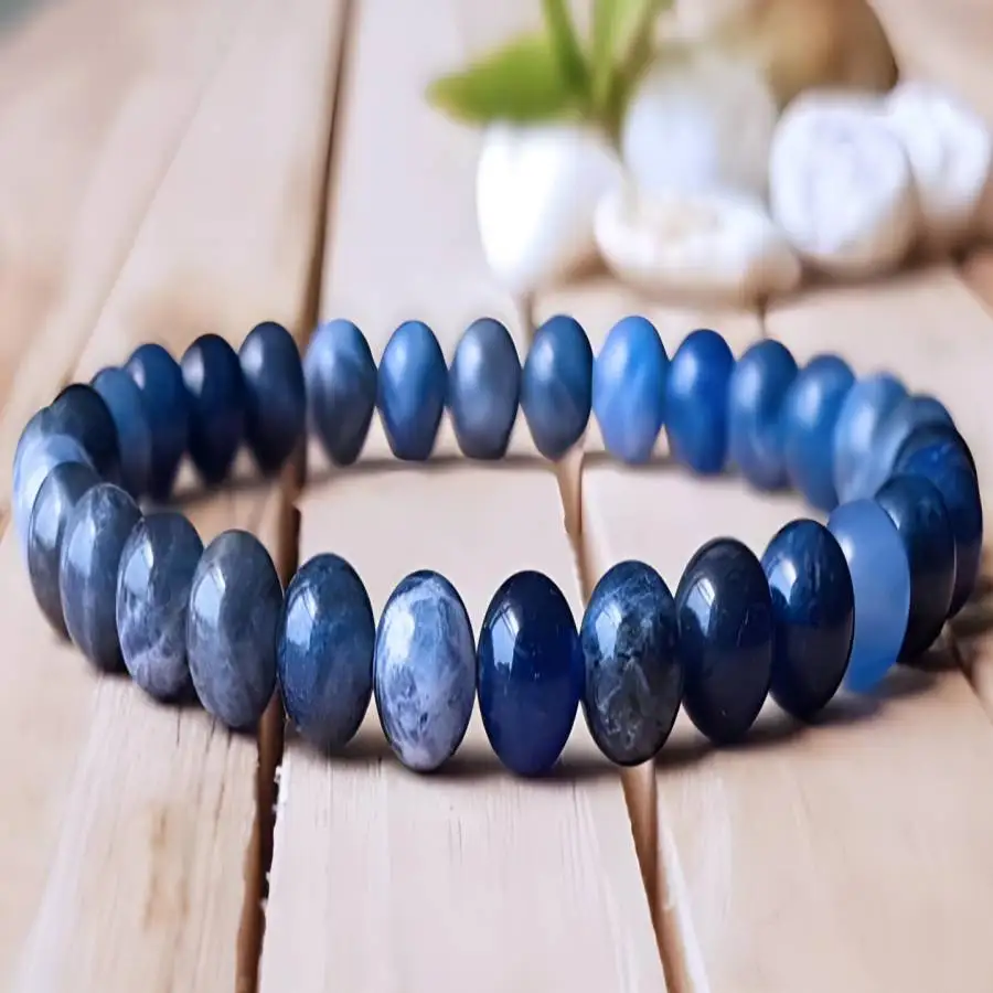 

6mm Blue Sodalite Beads Bracelet 7.5inch Men's Hand Buddhist Nirvana Bohemian Bodhi Gemstone Tibetan Yoga Jewelry Prayer Chaplet