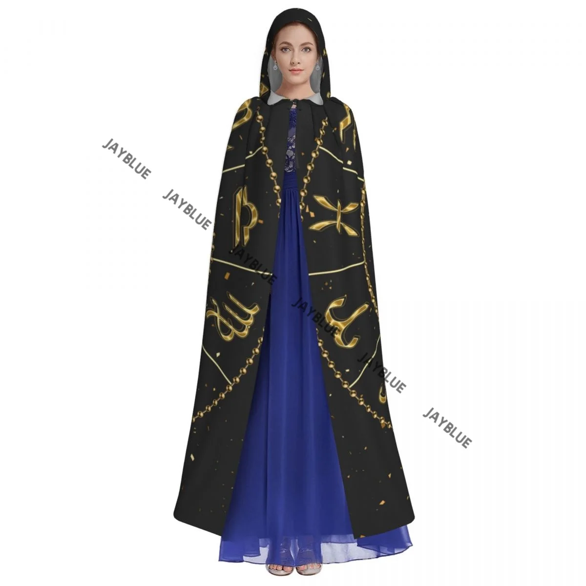 Hooded Cloak Unisex Cloak with Hood Horoscope Wheel With Zodiac Signs Cloak Vampire Witch Cape Cosplay Costume