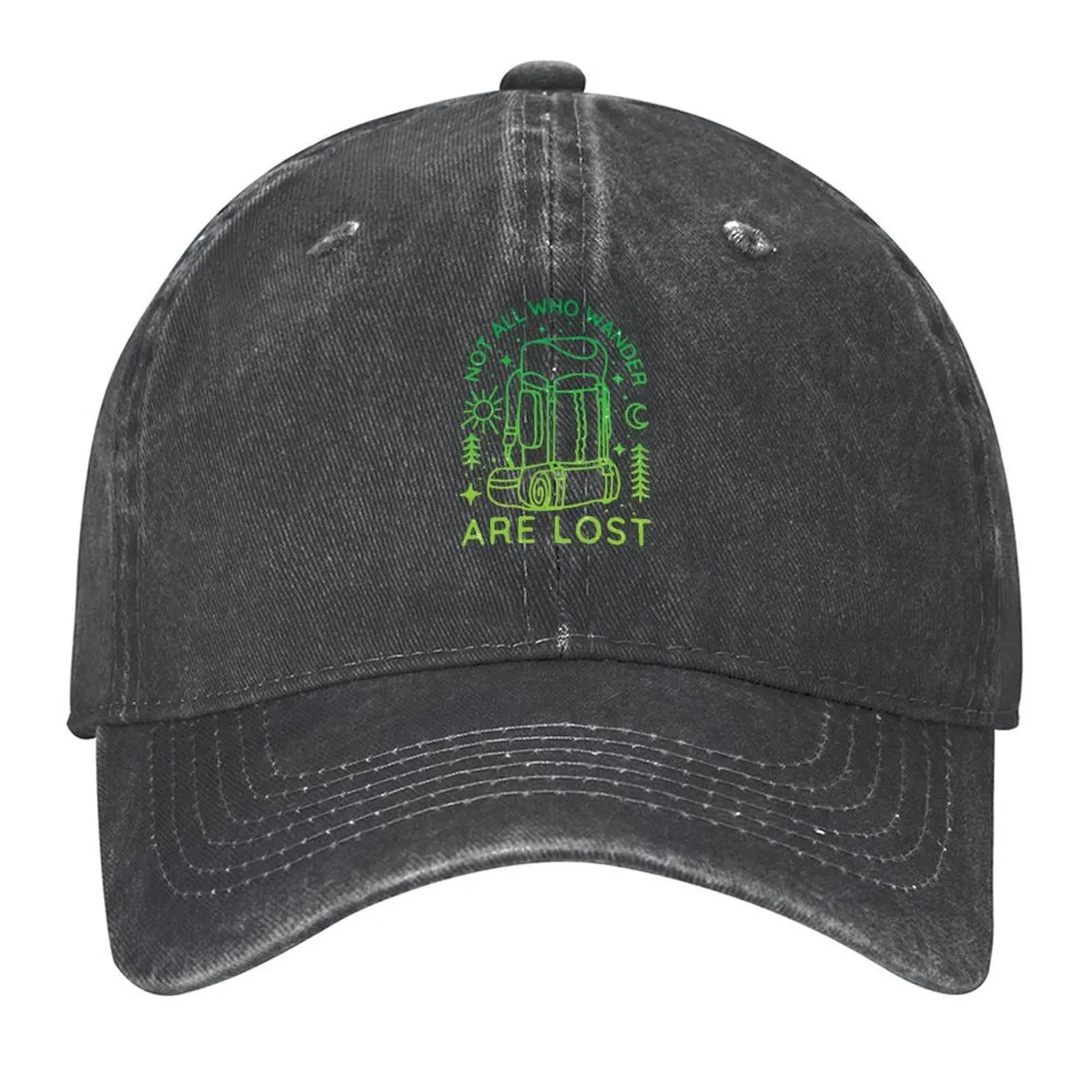 

Not All Who Wander Are Lost - Backpacking - Green Gradient Baseball Cap Snapback Cap Hat men Kids Hat Women Beach Fashion Men's