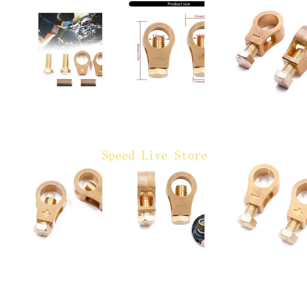 

547C Brass & Iron Automotive Battery Terminal Clamps Set Includes Positive Negative