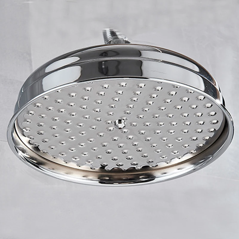 

Polished Chrome Brass Round 8 Inch High Pressure Rainfall Shower Head 360°Rotation Adjustable Waterfall Rain Shower Head