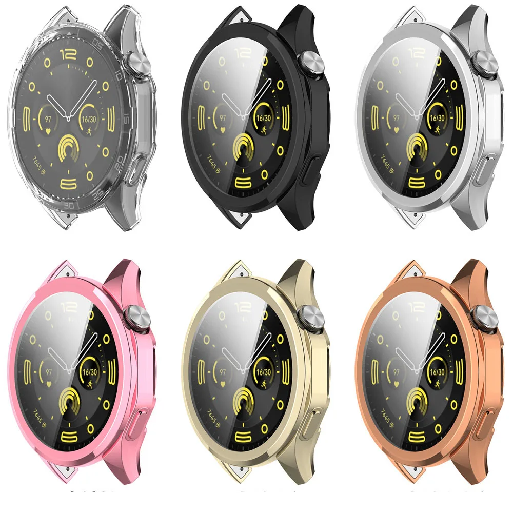 BEHUA-funda de reloj para Huawei Watch GT 4, carcasa protectora de 41mm y 46mm, cubierta suave y Flexible de TPU con accesorios protectores de pantalla