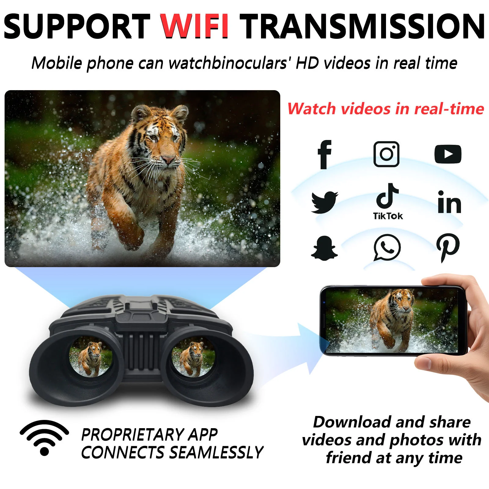 NVC800 WIFI مناظير للرؤية الليلية بالأشعة تحت الحمراء مثبتة على الرأس 4K UHD كاميرا تلسكوب رقمية للصيد والتخييم مع تكبير 16X 48MP #2