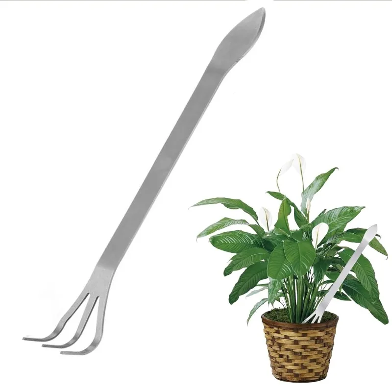 Gardening Tool Stainless Steel Root Rake 3-claw Soil Loosening Tool Bonsai Potted Plants Hand-held Anti-rust Rake