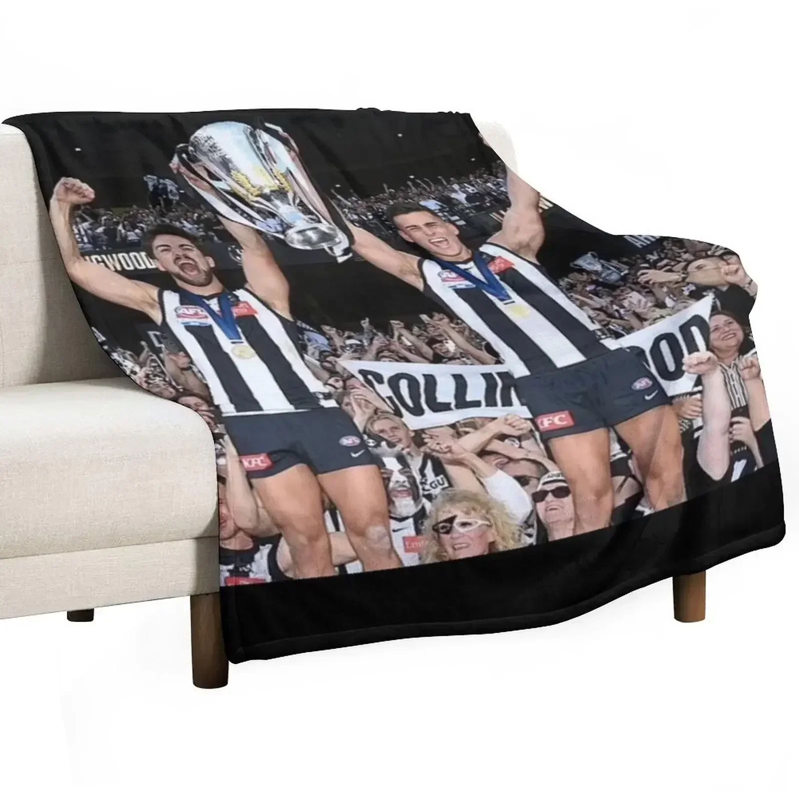 

Daicos Brothers Premiership Trophy Collingwood Throw Blanket Furrys Thins Blankets