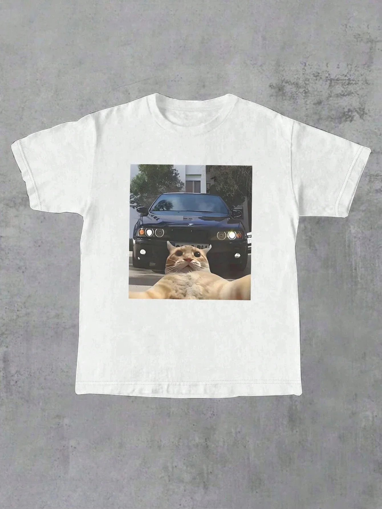 귀여운 고양이 Selfie Meme 인쇄 유행 창의력 티셔츠 패션 재미 있은 라운드 넥 티셔츠 여성 의류 캐주얼 의류 Y2k 탑