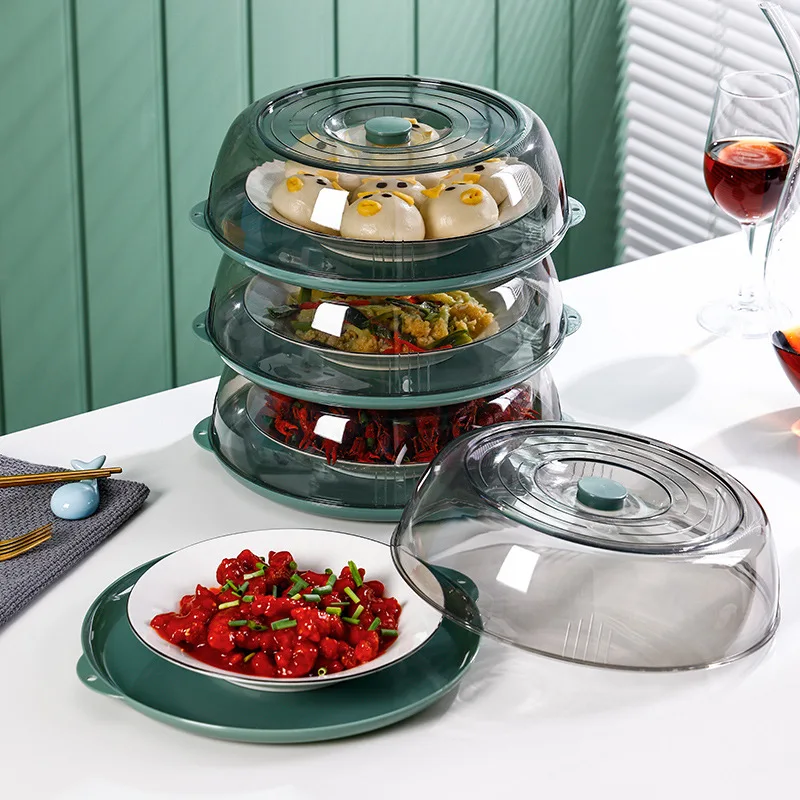 New Household Food Insulation Cover Transparent Stackable Dust-Proof Insect Food Insulation Cover Kitchen Gadgets Reusable LIJIA