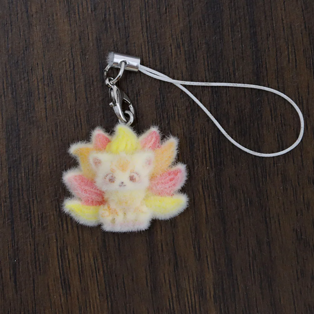 

1Pcs Resin Fluffy Nine-Tailed Fox Resin Cute Animal Fox Phone Chain Keychain Bag Accessory