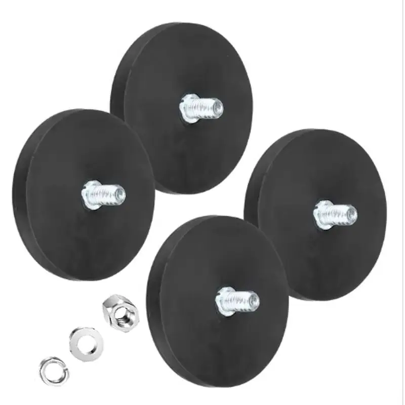 2/4pcs 66/88mm Magnetic Base Rubber Coated Neodymium Pot Magnets Suction Cup Mounting Bracket Bolt Bracket For Car