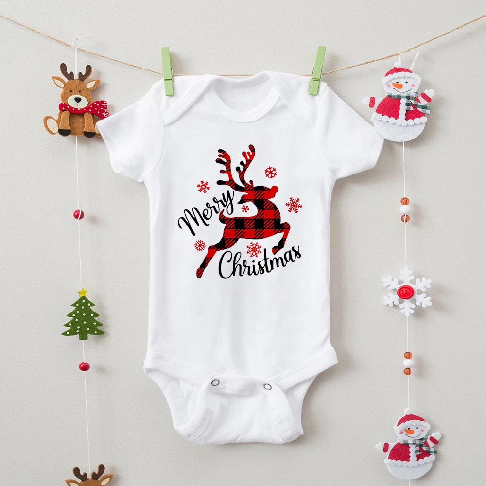 Merry Christmas Print Family Matching Outfits Xmas Party Clothes Mom Dad Daughter Son T-shirt + Baby Bodysuit Fashion Family Set