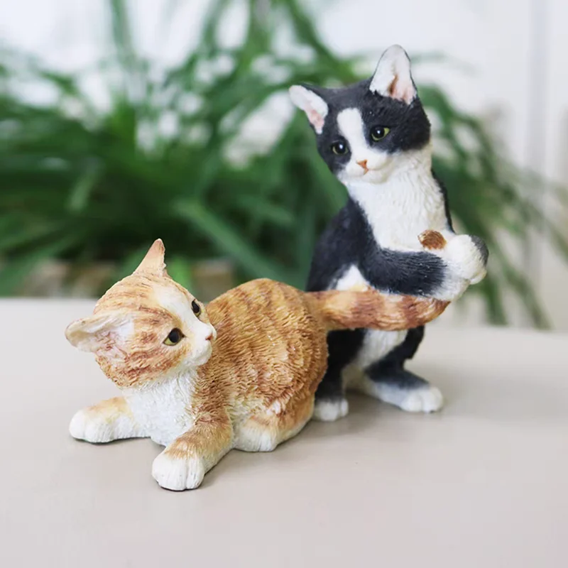 

Simulation black cat model cute orange cats desktop ornament resin Holstein Cat craft decoration