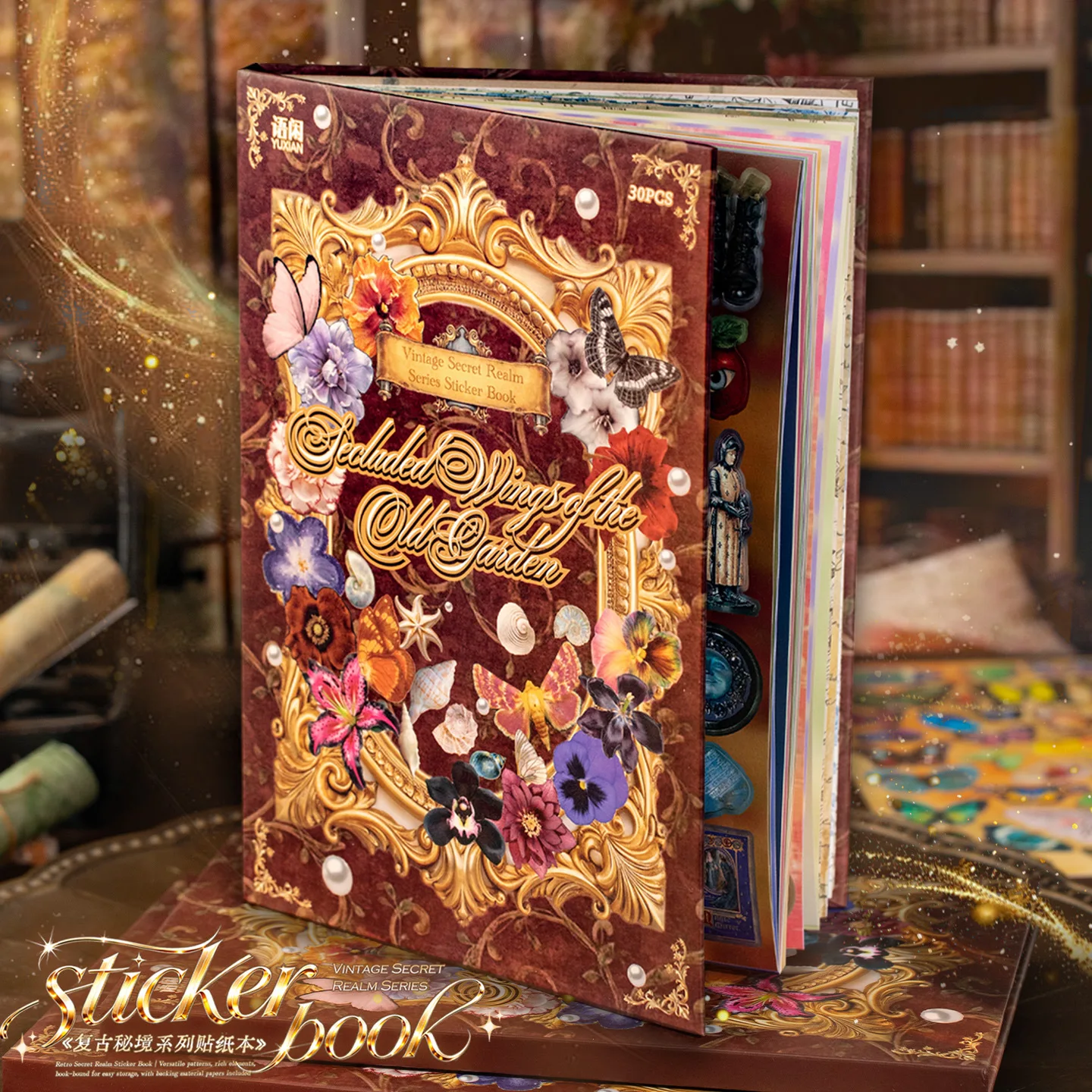 Vintage Secret Realm Sticker Book, Butterfly Small Pattern Journal Notebook, Base Material DIY Decorative Border, Journal Stickers, Notebook Decoration Stickers