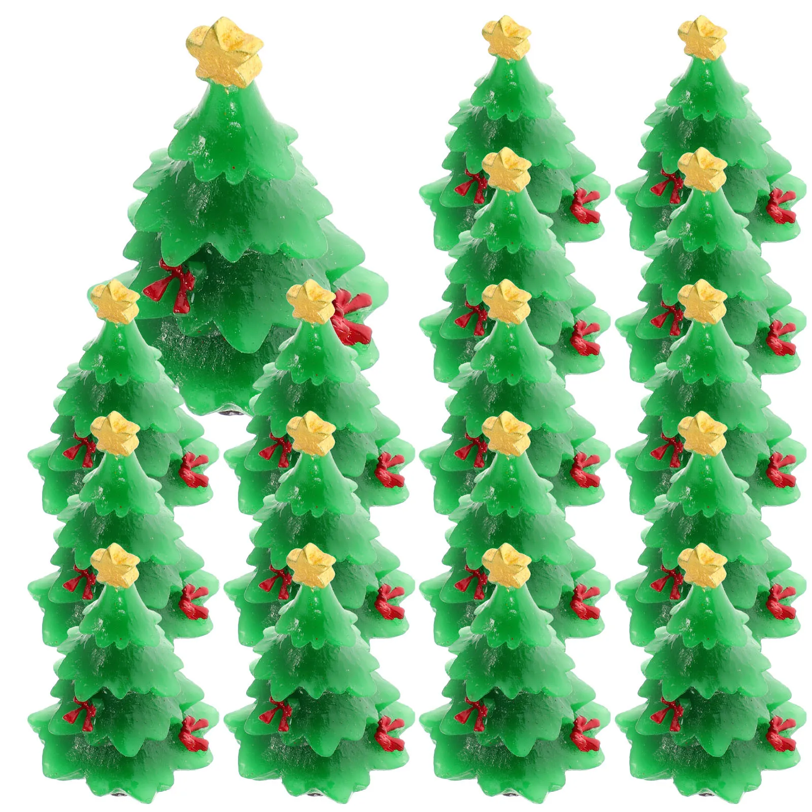 

30pcs Christmas Miniature Tree Resin Decor Craft Christmas Tree Desktop Resin Ornament Realistic Shape Microlandscape Supplies