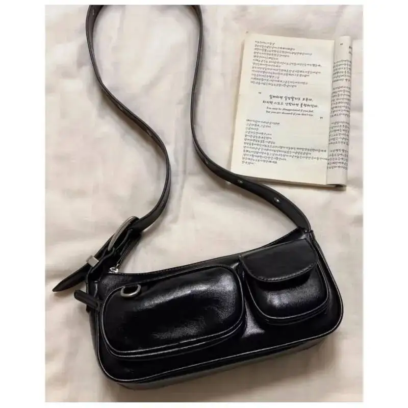 Bloom Retro Coffee Shoulder Wallet Women Vintage Leather Pocket Chic Casual Handbag Female High Street Crossbody Bags New