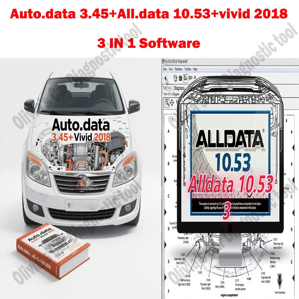 Vivid 2018 atelier données accessoires de voiture Atris-Stakis Technik + logiciel de scanner AutoData 3.45 obd2 + logiciel de voiture Alldata 10.53
