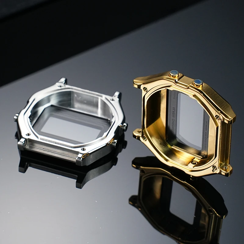 حافظة ساعة معدنية ريترو لساعة كاسيو صغيرة مربعة A158WA-1DF A159W-N1DF F-91 حافظة من الفولاذ المقاوم للصدأ معدلة للرجال والنساء برغي