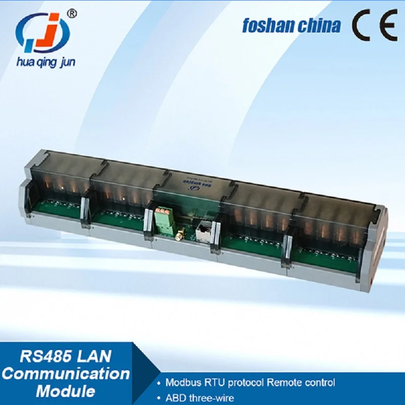 Huaqingjun 16-Channel RS485 Ethernet Relay Module QJ-16O1Z-T4L Modbus RTU TCP RJ45 G2R-1 10A LAN Relays Board for Smart Home