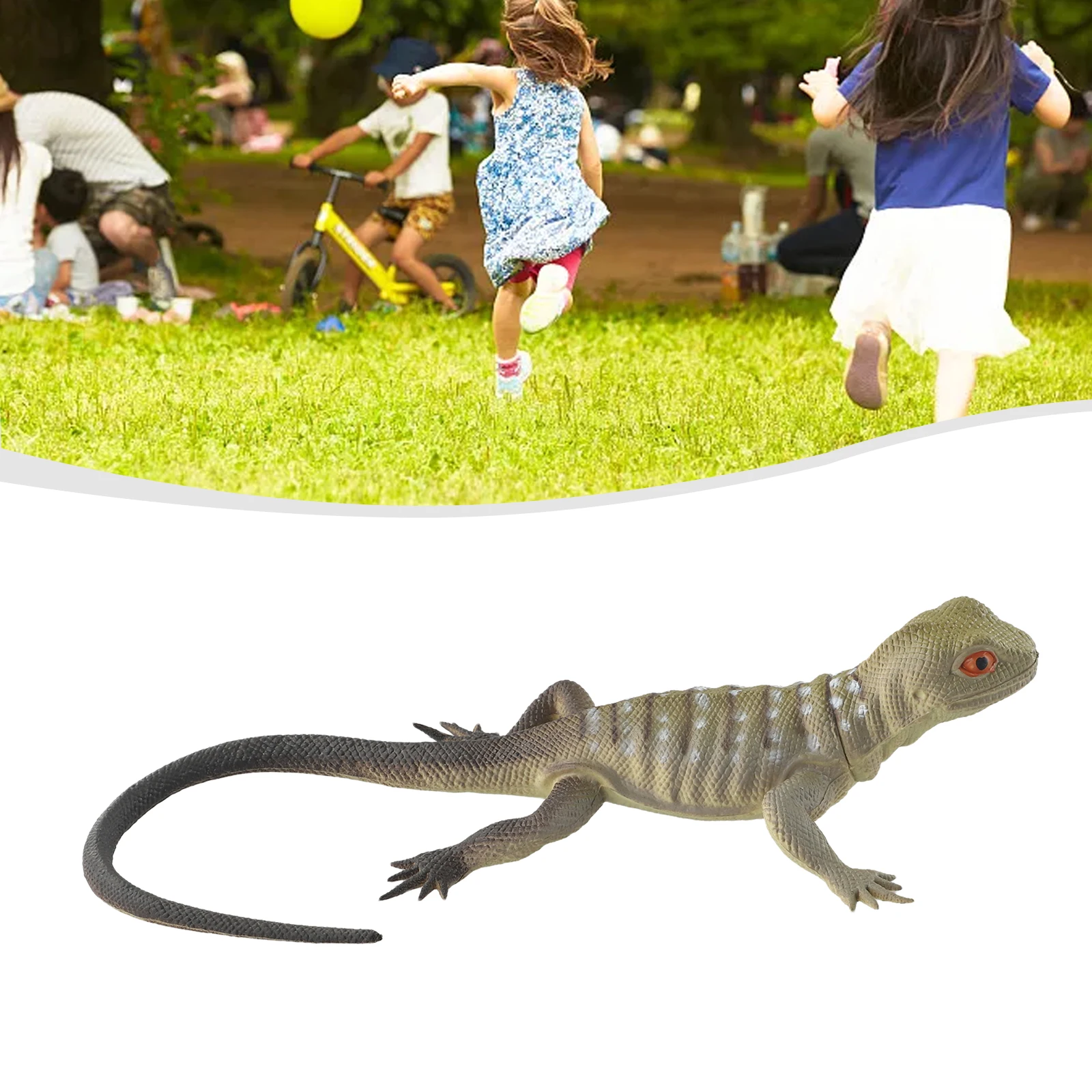 Soft Feel Rubber Lizards Vocal Animal Model Zoo Reptile Vivid Soft Rubber Color Random Lizard Figure Prop Kids