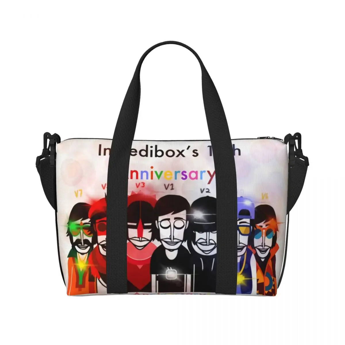 Custom Large Incredibox Music Video Game Tote Bag Women Shoulder Shopping Gym Beach Travel Bag