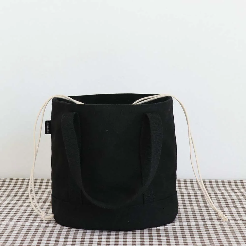 Большая вместительная термоизоляционная сумка, утолщенная парусиновая сумка для обеда на шнурке, полиэстер, ручная изолированная сумка в японском стиле