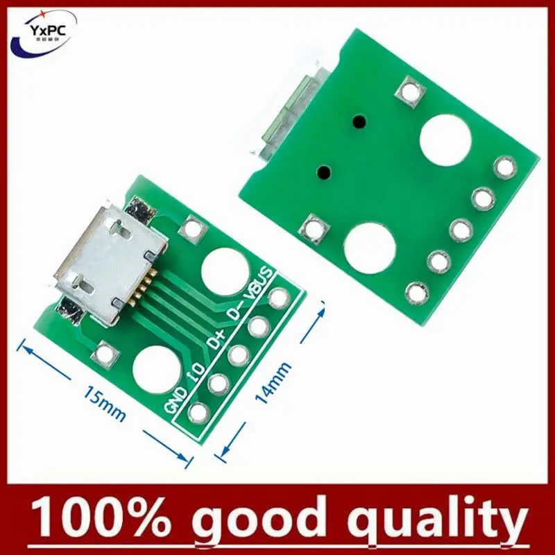 10PCS MICRO USB To DIP Adapter 5pin Female Connector B Type PCB Converter Breadboard Switch Board SMT Mother Seat