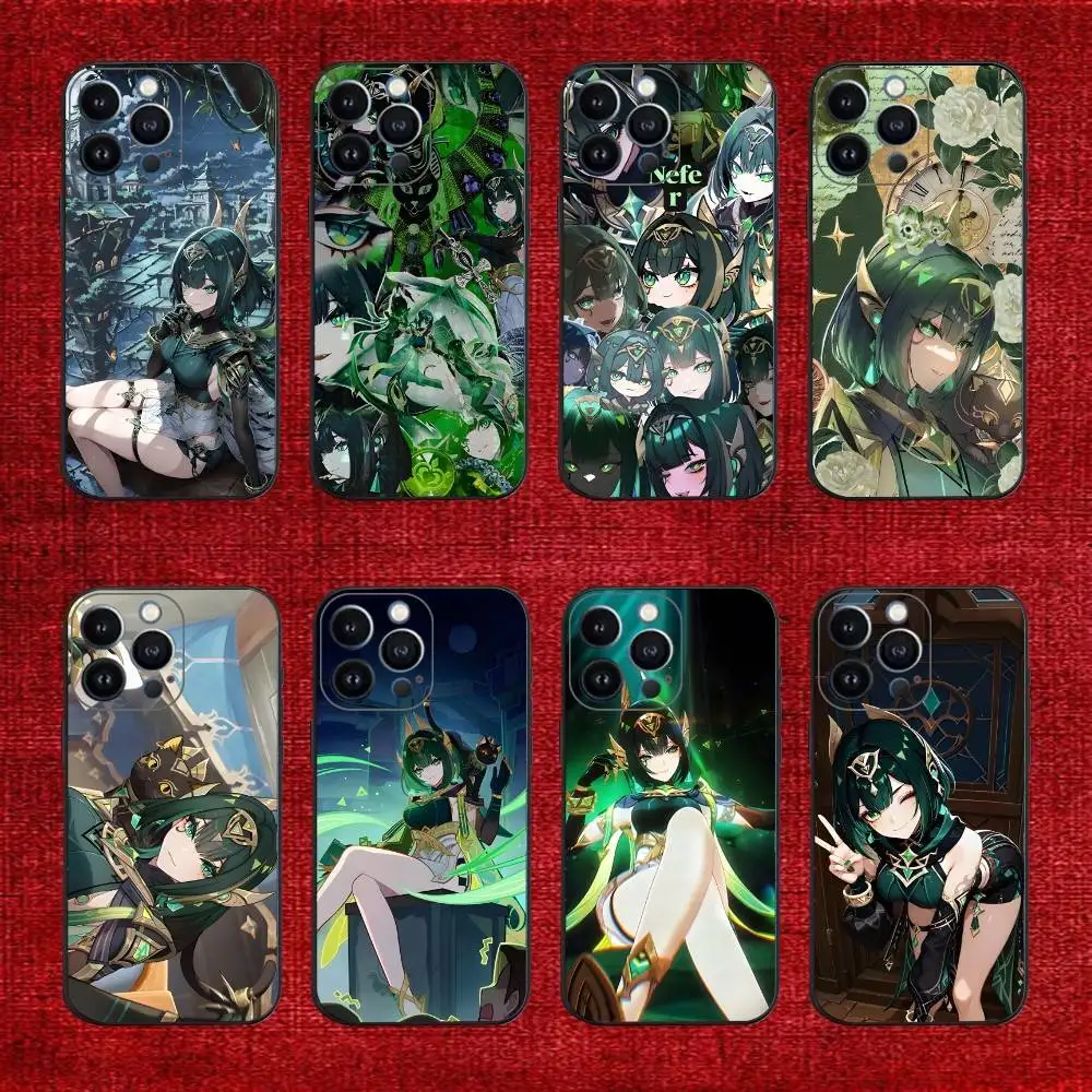 

G-genshin impact N-nefer For iPhone 17,16,15,14,13,12,11,Pro,Max,Plus,E,SE4,Air,Mini Black Phone Case Cover