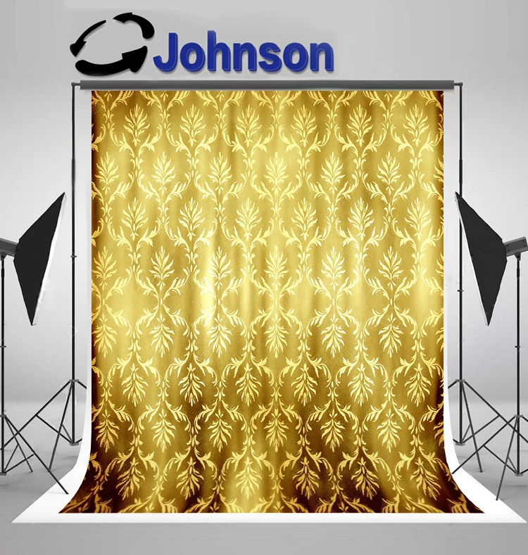 

JOHNSON Sparkly Gold Damask Vintage backdrop High quality Computer print wedding background