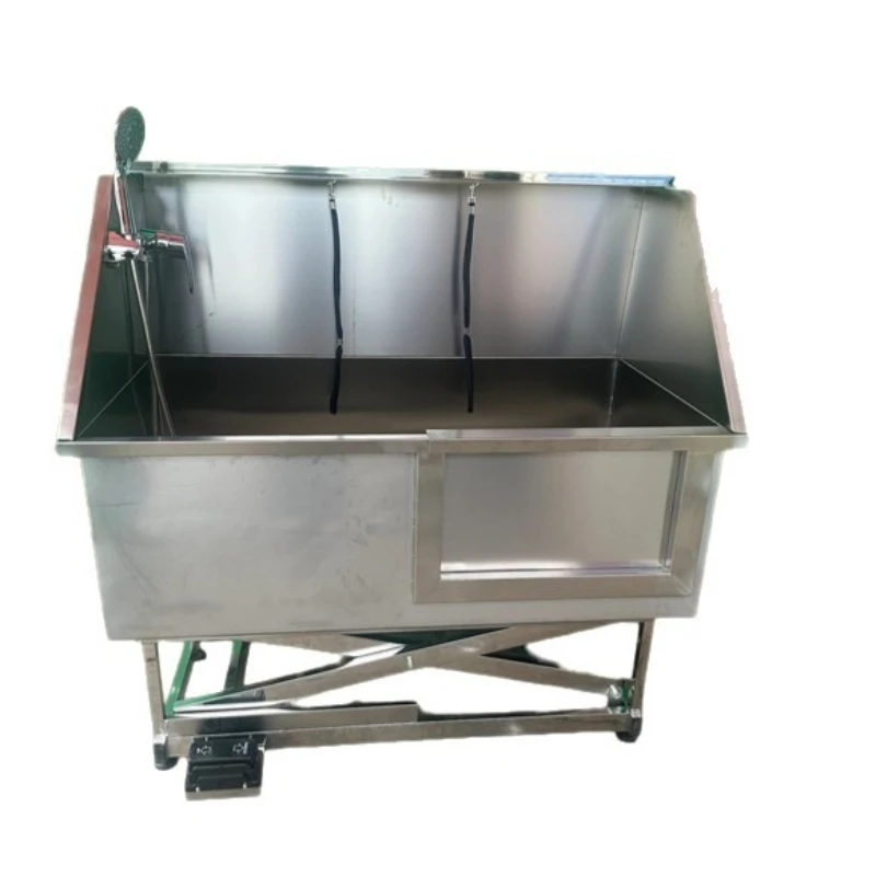

Pet bath height adjustable, electric lifting stainless steel dog bath