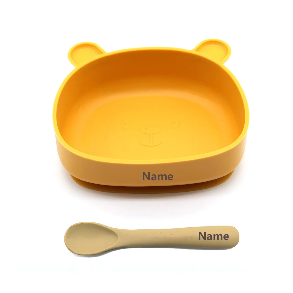 Children's Tableware Bowl Spoon Personalized Customization Free Printing Silicone Material Boy Girl Holiday Gift
