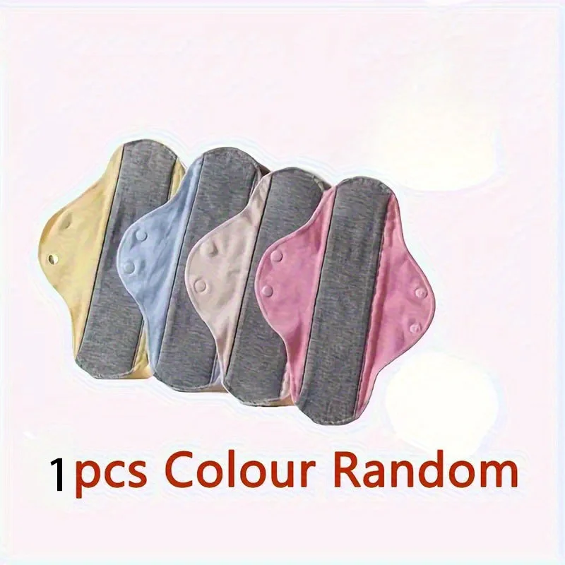 Reusable Bamboo Cloth Pads for Heavy Flow - 1pcs Random Color Menstrual Pads Set with Wings - Washable Overnight Cloth Panty