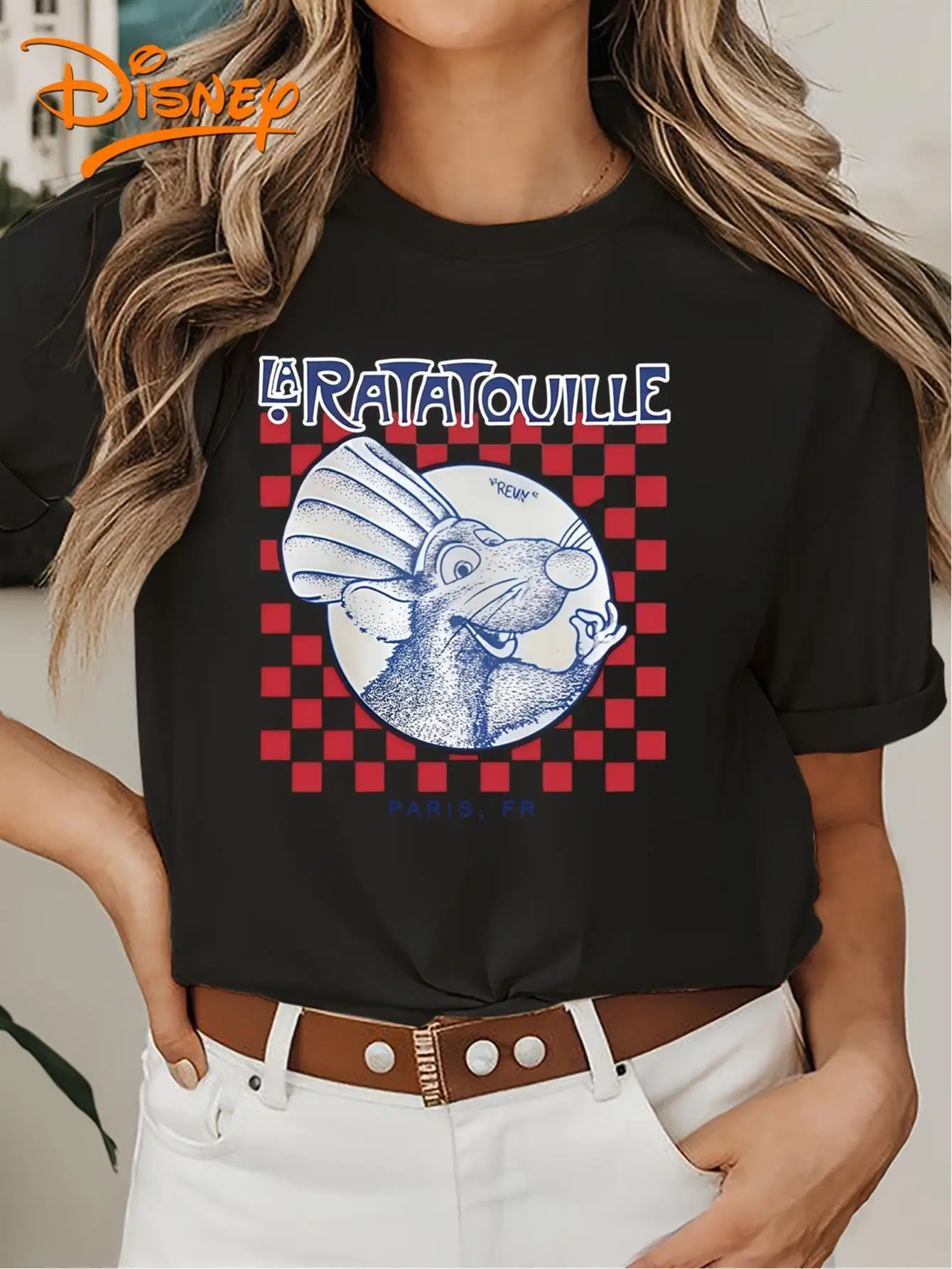Women's Disney Official Remy Ratatouille Chef T-Shirt - French-Themed -Free Logo & Gusteau's Paris Design