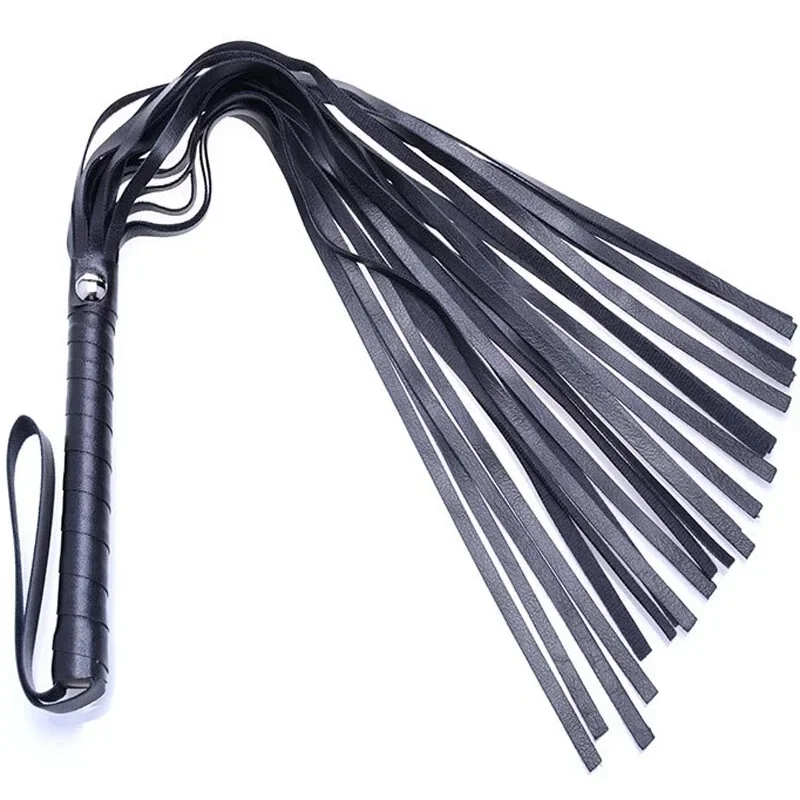 

48cm PU Leather Equestrian Whip Training Horse Crop with Lashing Handle