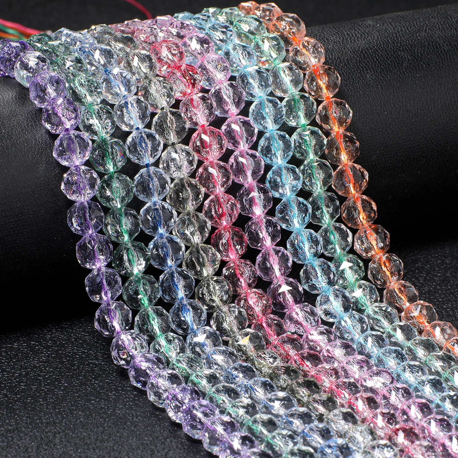 8mm facettierte natürliche Kristallkugelperlen, transparent, rund, lose Distanzperlen für DIY-Schmuckherstellung, Armband, Halskette, Zubehör