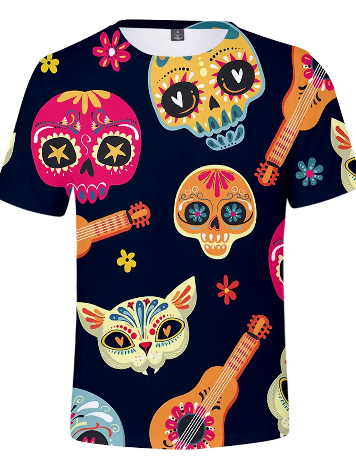 Funny Sugar Skull Mexican T-shirt Anime Cartoon Anime Mexico Independence Day Day of the Dead T-shirt For Men Women\'s Top tees
