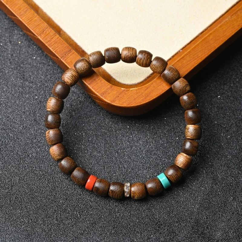 

Натуральный дикий материал Хайнань Иньж Зеленый Киара 0,7 мм Бочонок Бусины Одинарная обертка Браслет из агарового дерева