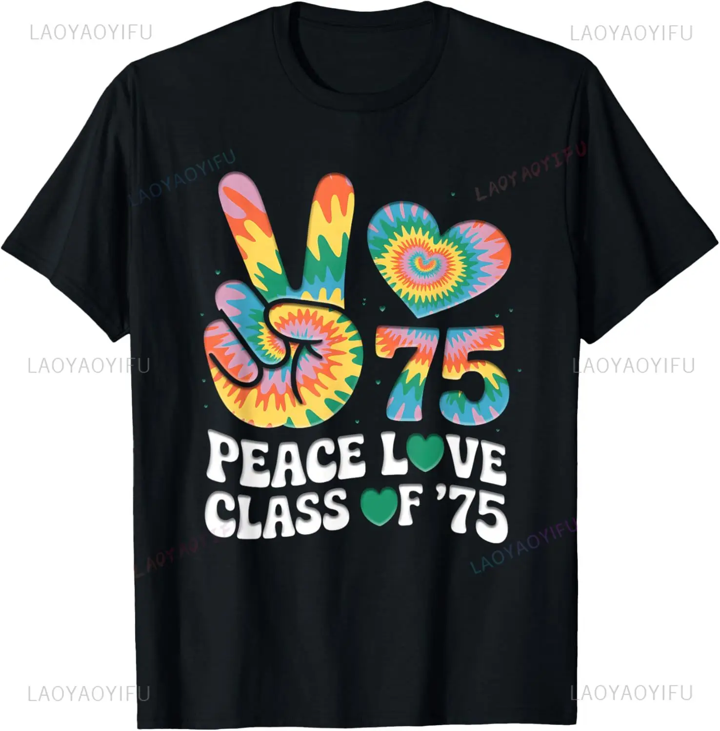Class of 75 1975 50th Class Reunion Tie Dye Graduation T-Shirt Vintage T Shirt Print on Demand Camisas Streetwear