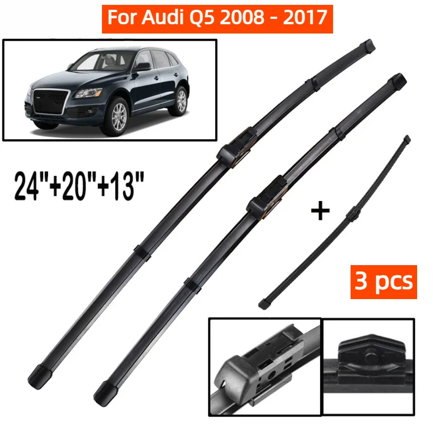 Front & Rear Wiper Blades Set For Audi Q5 2008 - 2017 Windshield Windscreen Window Car Rain Brush 24