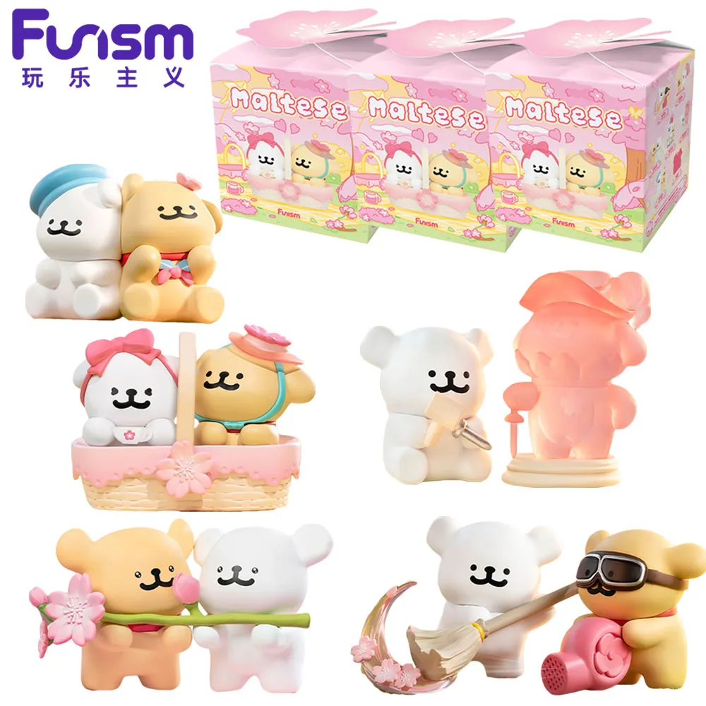 

Original FUNISM Maltese Romantic Cherry Blossoms Series Blind Box Unique Collectible Model Desktop Ornaments Gifts for Couples