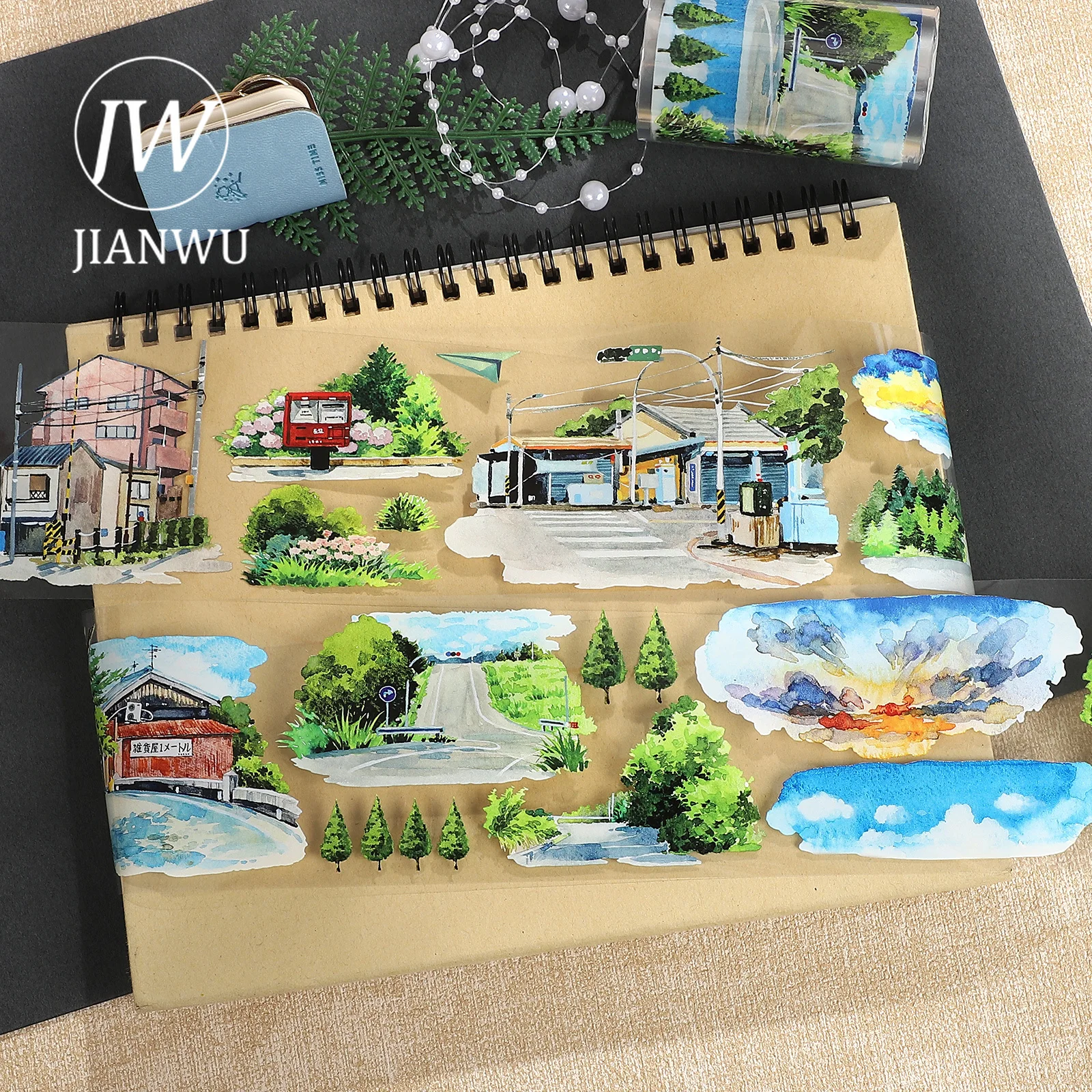 jianwu-70mm-576m-vintage-hometown-street-landscape-landscape-material-collage-scrapbooking-pet-tape-creative-journal-stationery