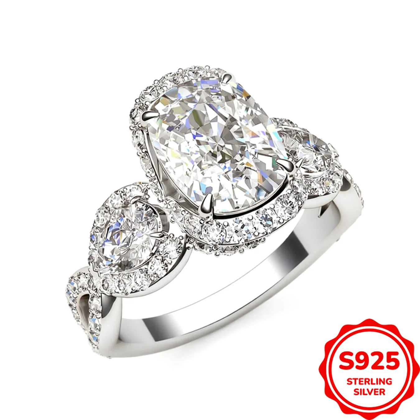 Luxurious and Versatile Authentic S925 Silver Elegant Engagement and Proposal Ring for Women