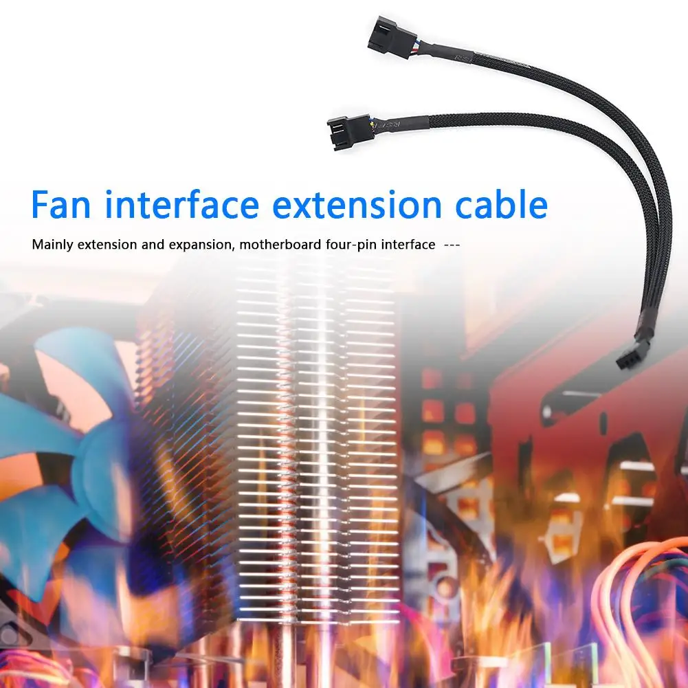 2Pcs CPU PC Case Fan 4 Pin Extension Y Splitter Cable 4 Pin to 3/4 Pin (Black)