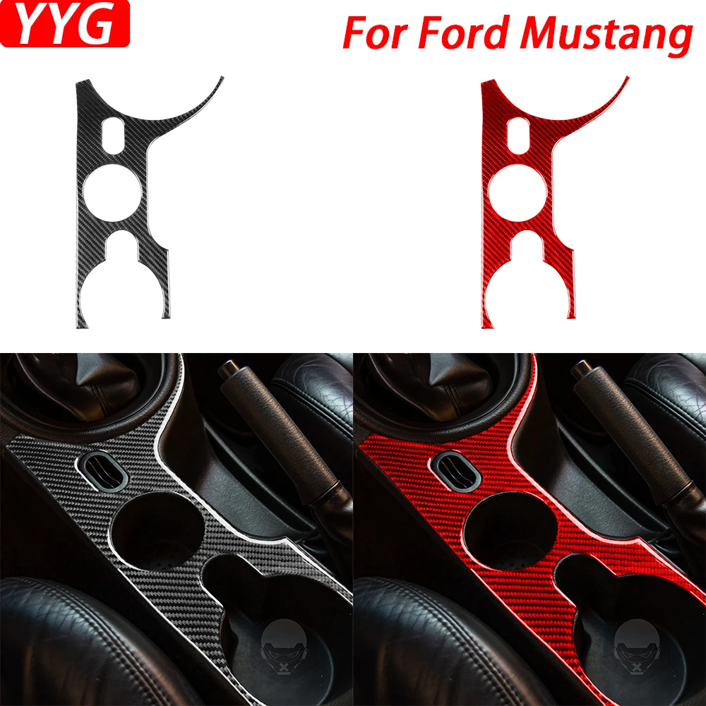 

For Ford Mustang 2001-2004 Carbon Fiber Central Water Cup Holder Panel Trim Cover Car Interior Decoration Accessories Sticker
