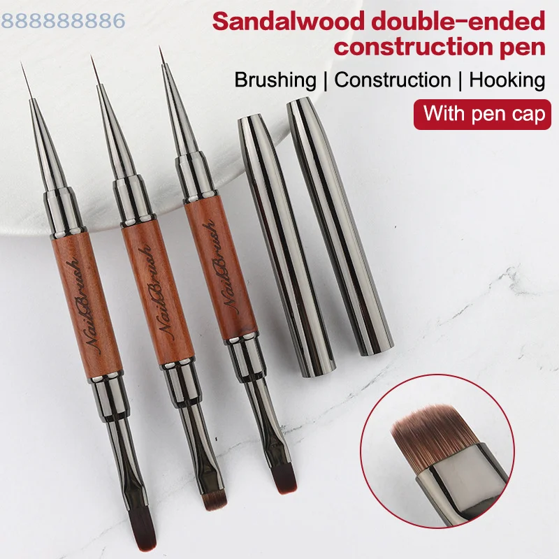 

[B]Sandalwood Dual End Nail Glue Pen UV Gel Brush Nail Art Painting Extension Gel Nail Line Brush Manicure Tool