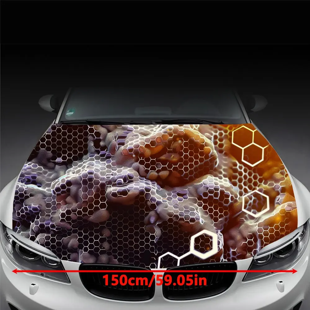 Geometric Hexagon Honeycomb Car Hood Wrap Color Vinyl Sticker Truck Graphic Bonnet DIY Auto Accessories Decoration Decal Gift