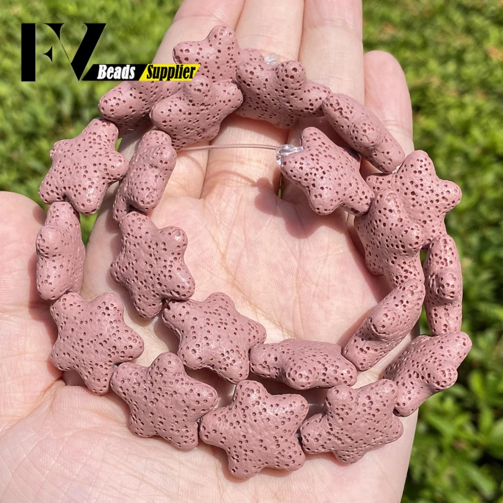 20mm Natural Volcanic Rock Stone Beads Colorful Star Shape Lava Beads for Jewelry Making Findings Fit DIY Bracelet Accessories